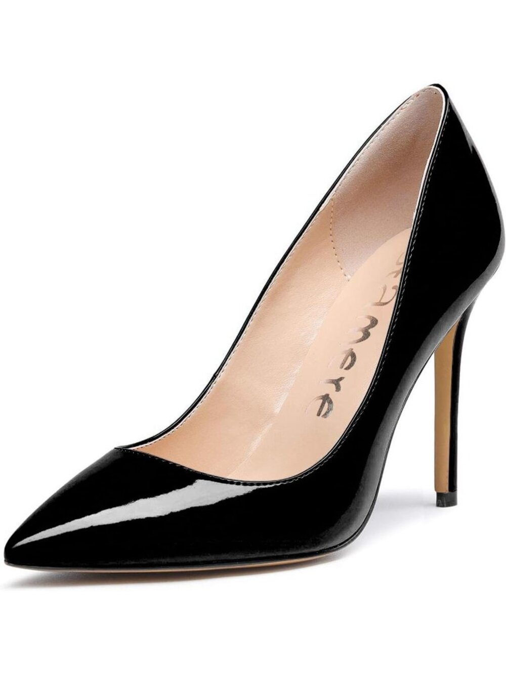 Women's Patent Black High Heels Pointed-Toe Slip-on Stilettos Pumps Heels Shoes
